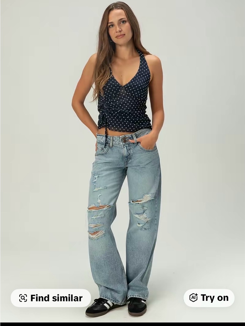 Levi's Light Blue Distressed Wide-Leg Jeans